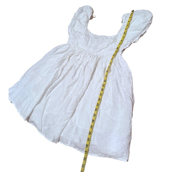 DISSH Danielle White Mini Dress Linen Size 12 Summer Puff Sleeve Flowy Short - Picture 4 of 10